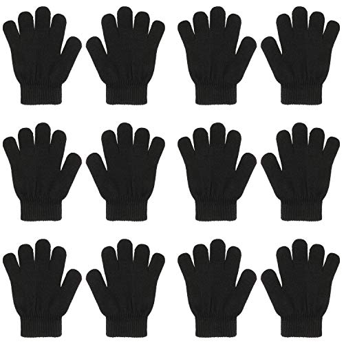 QKURT 6 Paare Magic Stretch Handschuhe - Vollfinger Winter Handschuhe für Kinder 5-13 Jahre Mädchen & Jungen von QKURT
