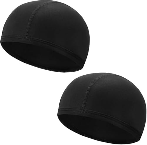 QKURT Fahrrad Skull Cap, 2pcs Atmungsaktiv Sommer Unter Helm Hut Perfekt für Laufhut, Skull Cap oder Sportbeanie Motorrad von QKURT