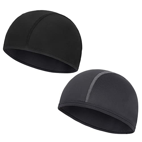 QKURT Fahrrad Skull Cap, 2pcs Atmungsaktiv Sommer Unter Helm Hut Perfekt für Laufhut, Skull Cap oder Sportbeanie Motorrad von QKURT
