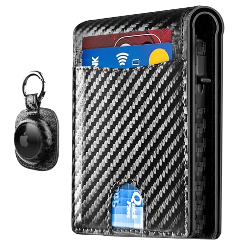 QLD Minimalistische Geldbörse für Herren – Schlankes RFID-blockierendes, faltbares Kreditkartenetui, Leder-Pop-Up-Brieftasche, Aluminiumetui mit Geldfach, Fronttasche mit Ausweisfenster, in QLD Minimalistische Geldbörse für Herren – Schlankes RFID-blockierendes, faltbares Kreditkartenetui, Leder-Pop-Up-Brieftasche, Aluminiumetui mit Geldfach, Fronttasche mit Ausweisfenster, in von QLD