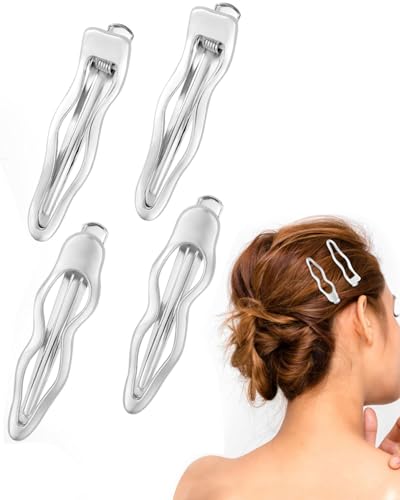 QLEUIFT 4 pcs Silber Welle Metall Haarspangen Damen Alligator Haarspangen Mädchen Haarklammer Pony Haarspange Klein Haarclips Haarnadeln Haarschmuck Accessoires Hair Clip von QLEUIFT