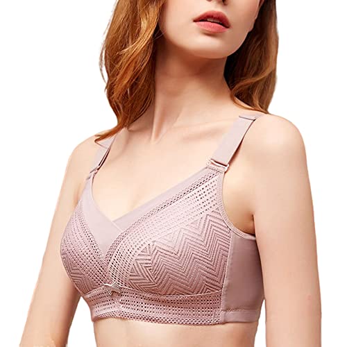 QLEVAK Damen BHS Ohne Spitzen Bügel Weicher Damen Push-Up BHS Gepolstert Einstellbar Breite Schultergurte Atmungsaktiv Klassische Bustier Damen BH,Violett,XXL von QLEVAK