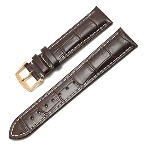 QLKFTRVNH CAREG Uhr Armband kompatibel mit Masters Collection Echtes Leder Männer Watch Strap Watch Zubehör Versicherungsschließe Uhrenband Gürtel Durable(Brown-Gold Clasp1,20mmWithLOGO) von QLKFTRVNH
