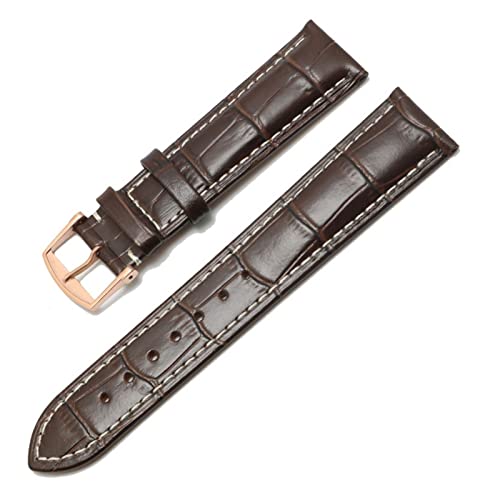 QLKFTRVNH CAREG Uhr Armband kompatibel mit Masters Collection Echtes Leder Männer Watch Strap Watch Zubehör Versicherungsschließe Uhrenband Gürtel Durable(Brown-Rose Clasp1,19mmWithLOGO) von QLKFTRVNH