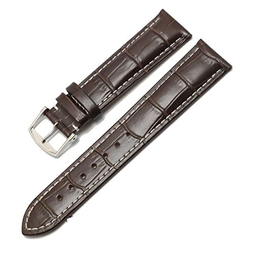 QLKFTRVNH CAREG Uhr Armband kompatibel mit Masters Collection Echtes Leder Männer Watch Strap Watch Zubehör Versicherungsschließe Uhrenband Gürtel Durable(BrownSilverClasp1,19mmWithLOGO) von QLKFTRVNH