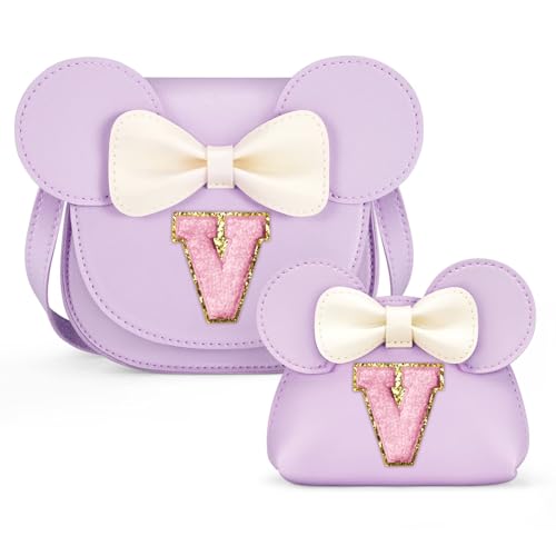 QLOVEA Kleinkind-Geldbörse, Geschenke für Mädchen, kleine Mädchen, Geldbörse, Kinder-Geldbörse, Crossbody-Tasche, Geburtstagsgeschenke für 3–8 Jahre altes Mädchen, Violett, V von QLOVEA