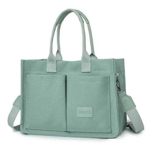 QLTYTUI Damen Umhängetasche Tote Bag Tasche, Canvas Bag Groß Mehrfachtasche Shopper Tasche Handtasche Schultertaschen (Grün) von QLTYTUI