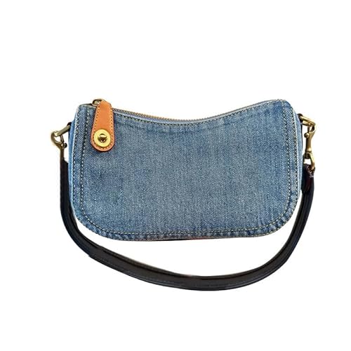 QLTYTUI Denim Umhängetaschen für Damen, kleine Hobo Tote Handtasche Mini Clutch Geldbörse mit Reißverschluss von QLTYTUI