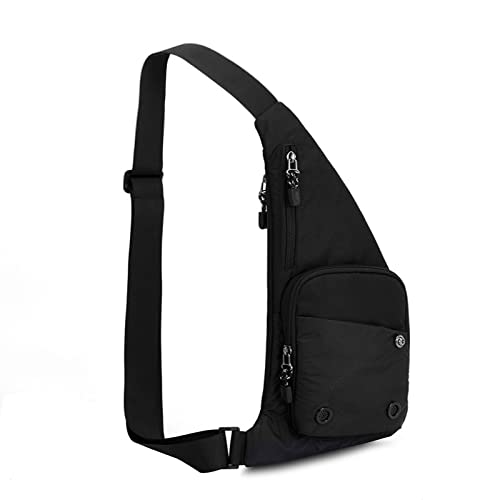 QLTYTUI Sling Bag Crossbody Bag für Männer, Slim Chest Backpack Mann Geldbörse Kleine Umhängetasche für Reisen Wandern (Schwarz) von QLTYTUI