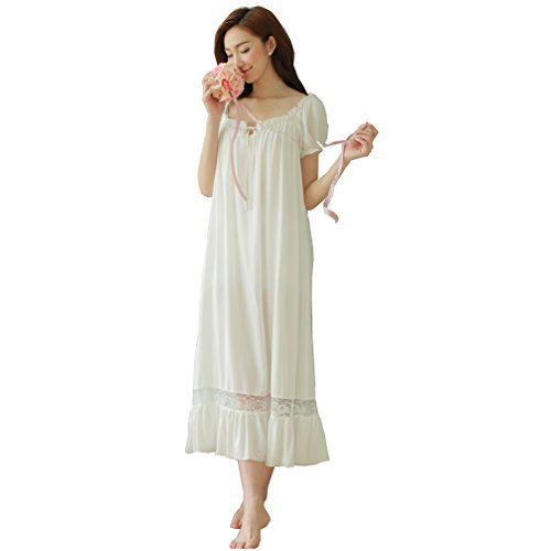 Damen Kleid Nachthemd Schlafanzüge Nachtwäsche/ Damen Nachthemd Baumwolle Negligees Kurzarm Dessous Baumwolle Reine, Weiß, L Damen Kleid Nachthemd Schlafanzüge Nachtwäsche/ Damen Nachthemd Baumwolle Negligees Kurzarm Dessous Baumwolle Reine, Weiß, L von Flwydran