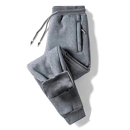 QLXYYFC Jogginghose Herren Winter Fleece Gefüttert Warme Trainingshose Fleece Plüsch Gefüttert Hose Sporthose Winterhose (Color : Gray-b, Size : 5XL) von QLXYYFC