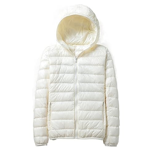 QLXYYFC Lässige, leichte Damen-Daunenjacke mit Kapuze, verstaubar, einfarbig, Puffermäntel, Jacke, Größe: M-XXXXXL (Color : White, Size : 4XL) von QLXYYFC