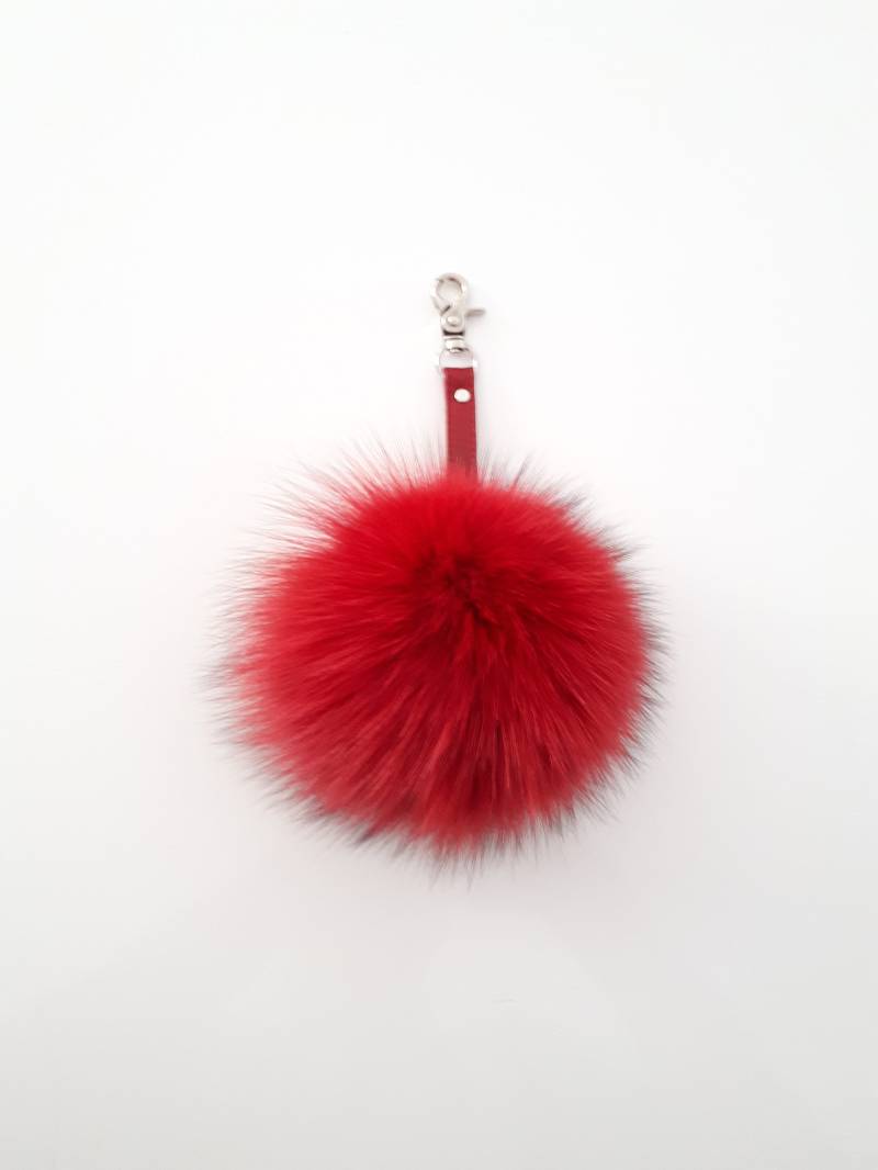 Roter Fell Pompom Schlüsselanhänger, Flauschiger Fuchs Schlüsselanhänger Pompom Mit Band Aus Echtem Leder Roter Fell Pompom Schlüsselanhänger, Flauschiger Fuchs Schlüsselanhänger Pompom Mit Band Aus Echtem Leder von QLeathercom