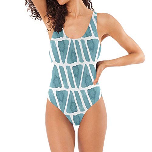 QMIN Badeanzüge mit geometrischem afrikanischem Muster, Einteiler, Bademode, sexy Bikini, Badeanzüge, Tankini für Frauen Mädchen Damen Gr. M, mehrfarbig von QMIN