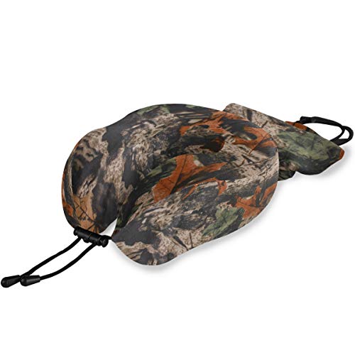 QMIN Reisekissen Wald Baum Camouflage Memory Foam Nackenkissen Unterstützung U-Form Kissen ergonomisches Nackenkissen Reiseset für Langstreckenflugzeuge Auto Zug von QMIN