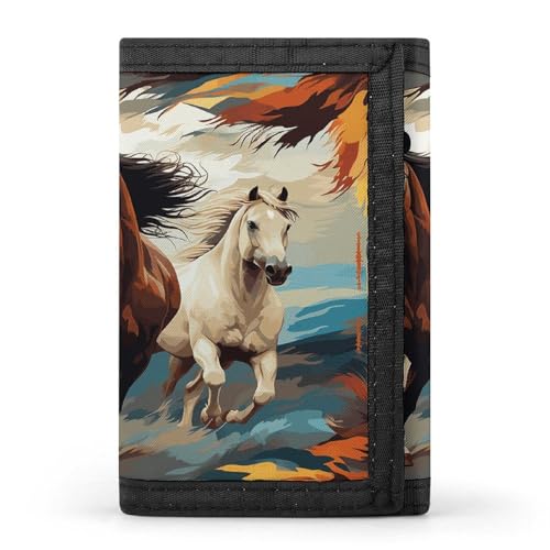 QMKFWT A Pattern with Horses Casual Wallet Credit Card Holder Premium Document Organizer Case for Men And Women von QMKFWT