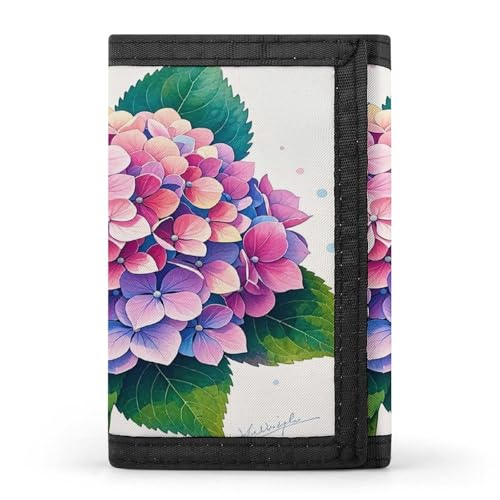 QMKFWT Aquarell-Hortensien-Geldbörse, Kreditkartenhalter, Premium-Dokumenten-Organizer, für Damen und Herren von QMKFWT