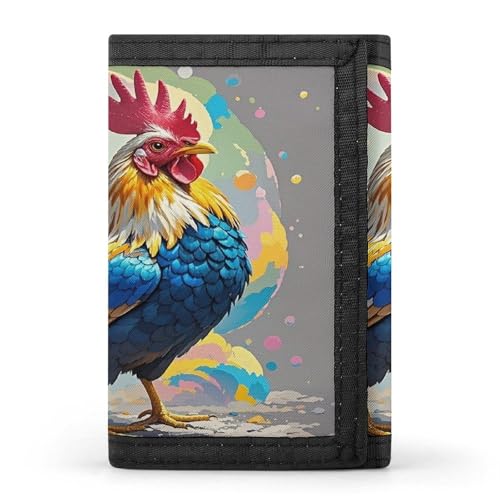 QMKFWT Art Colorful Chicken Casual Wallet Credit Card Holder Premium Document Organizer Case for Men And Women von QMKFWT