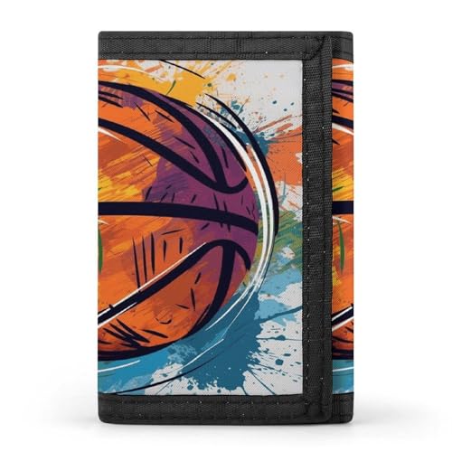QMKFWT Bunte Basketball-Geldbörse, Kreditkartenhalter, Premium-Dokumenten-Organizer, Etui für Damen und Herren von QMKFWT
