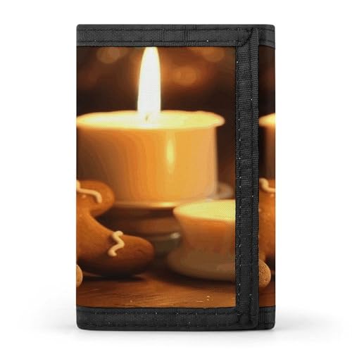 QMKFWT Candles and Gingerbread Herren-Geldbörse, Kreditkartenhalter, Premium-Dokumenten-Organizer, Etui für Männer und Frauen von QMKFWT