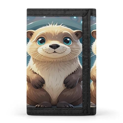 QMKFWT Cartoon Cute Otter Casual Wallet Credit Card Holder Premium Document Organizer Case for Men And Women von QMKFWT