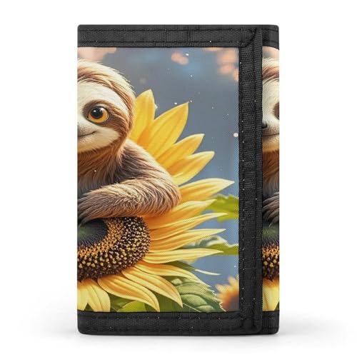 QMKFWT Cartoon-Faultier sitzend auf Sonnenblume, lässiger Geldbeutel, Kreditkartenhalter, Premium-Dokumenten-Organizer, Etui für Damen und Herren QMKFWT Cartoon-Faultier sitzend auf Sonnenblume, lässiger Geldbeutel, Kreditkartenhalter, Premium-Dokumenten-Organizer, Etui für Damen und Herren von QMKFWT