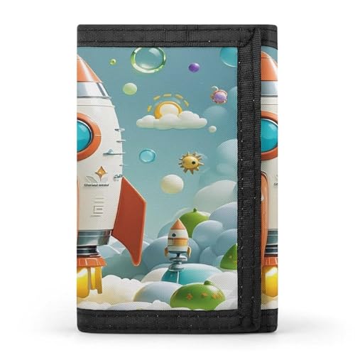QMKFWT Cartoon Rockets Casual Wallet Credit Card Holder Premium Document Organizer Case for Men And Women von QMKFWT