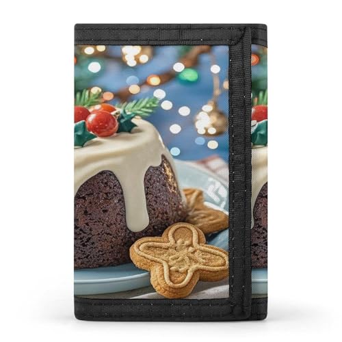 QMKFWT Christmas Pudding Casual Wallet Credit Card Holder Premium Document Organizer Case for Men And Women von QMKFWT