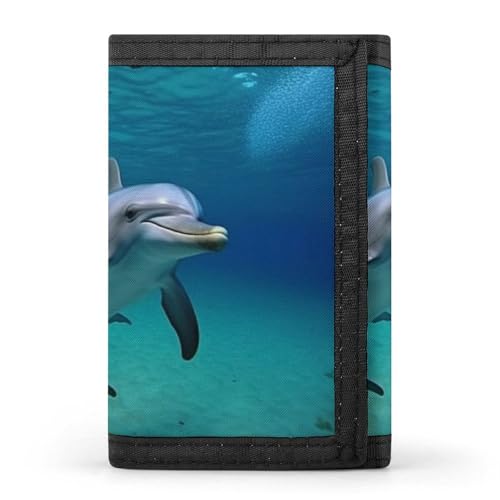 QMKFWT Delfine Underwater Casual Wallet Credit Card Holder Premium Document Organizer Case for Men And Women von QMKFWT