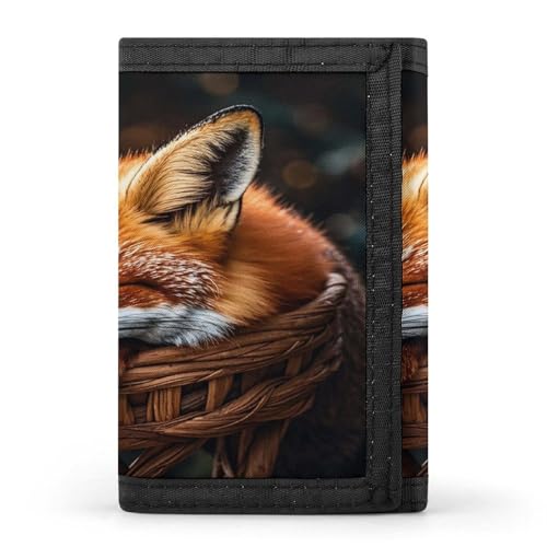 QMKFWT Funny Fox Creature Sleeping Casual Wallet Credit Card Holder Premium Document Organizer Case for Men And Women von QMKFWT