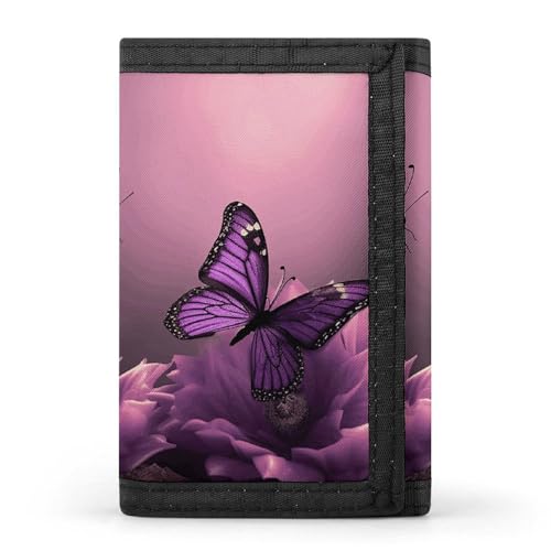 QMKFWT Geldbörse mit Blumen und violettem Schmetterling, lässig, Kreditkartenhalter, Premium-Dokumenten-Organizer, Etui für Damen und Herren QMKFWT Geldbörse mit Blumen und violettem Schmetterling, lässig, Kreditkartenhalter, Premium-Dokumenten-Organizer, Etui für Damen und Herren von QMKFWT