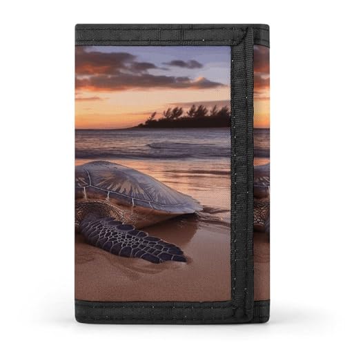 QMKFWT Geldbörse mit Meeresschildkröten-Sonnenuntergang, lässig, Kreditkartenhalter, Premium-Dokumenten-Organizer, Etui für Damen und Herren von QMKFWT