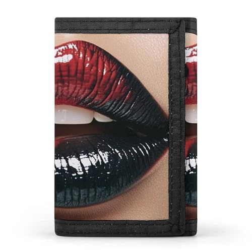 QMKFWT Geldbörse mit roten und schwarzen Lippen, Kreditkartenetui, Premium-Dokumenten-Organizer, für Damen und Herren QMKFWT Geldbörse mit roten und schwarzen Lippen, Kreditkartenetui, Premium-Dokumenten-Organizer, für Damen und Herren von QMKFWT