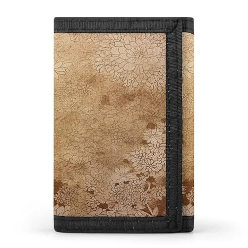 QMKFWT Goldenes Blumendesign, lässige Brieftasche, Kreditkartenhalter, Premium-Dokumenten-Organizer, Etui für Damen und Herren von QMKFWT