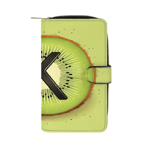 QMKFWT Kiwi Art Pattern Leather Wallet Long Checkbook Wallets Classic Bifold Ladies Clutch with ID Window von QMKFWT