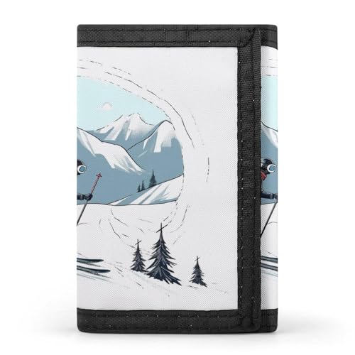 QMKFWT Lässige Brieftasche mit Ski-Motiv, Kreditkartenhalter, Premium-Dokumenten-Organizer, Etui für Damen und Herren von QMKFWT