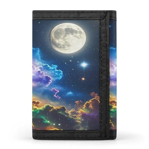 QMKFWT Nebula And Moon Casual Wallet Credit Card Holder Premium Document Organizer Case for Men And Women von QMKFWT