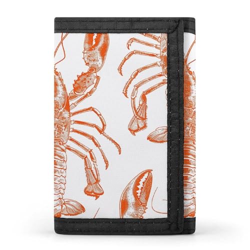 QMKFWT Orange Shrimp Pattern Casual Wallet Credit Card Holder Premium Document Organizer Case for Men And Women von QMKFWT
