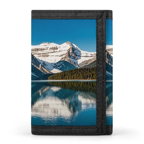 QMKFWT Panorama of The Lake Louise Mountains Casual Wallet Credit Card Holder Premium Document Organizer Case for Men And Women von QMKFWT