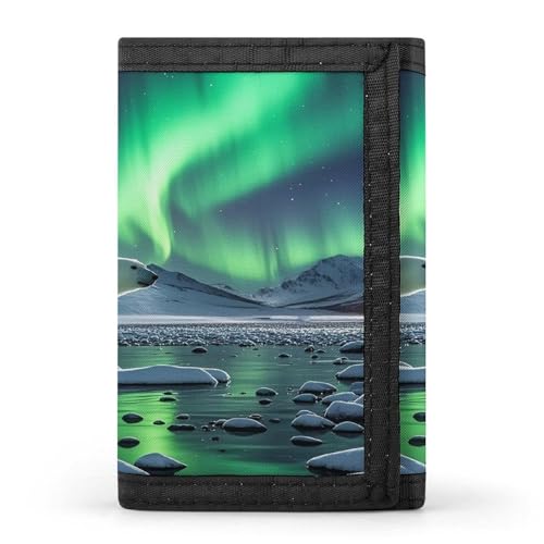 QMKFWT Polar Bears Northern Lights Casual Wallet Credit Card Holder Premium Document Organizer Case for Men And Women von QMKFWT