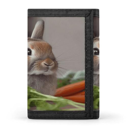 QMKFWT Rabbit Is Eating Vegetables Casual Wallet Credit Card Holder Premium Document Organizer Case for Men And Women von QMKFWT