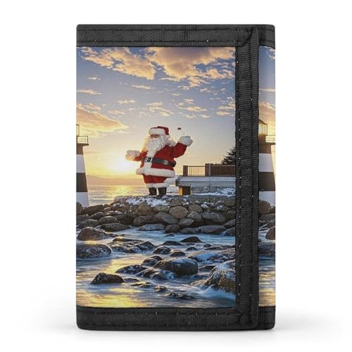 QMKFWT Santa Claus Lighthouse Casual Wallet Credit Card Holder Premium Document Organizer Case for Men And Women von QMKFWT