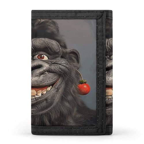 QMKFWT Smiling Gorilla Photo Casual Wallet Credit Card Holder Premium Document Organizer Case for Men And Women von QMKFWT