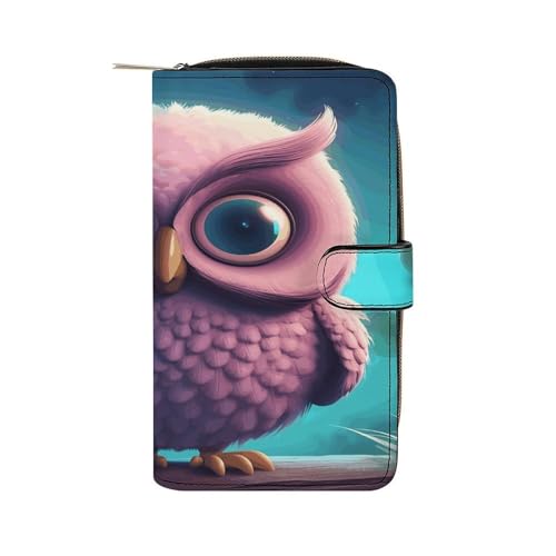 QMKFWT Süße Eule Leder Geldbörse Lange Scheckbuch Geldbörsen Klassisch Bifold Damen Clutch mit Ausweisfenster von QMKFWT