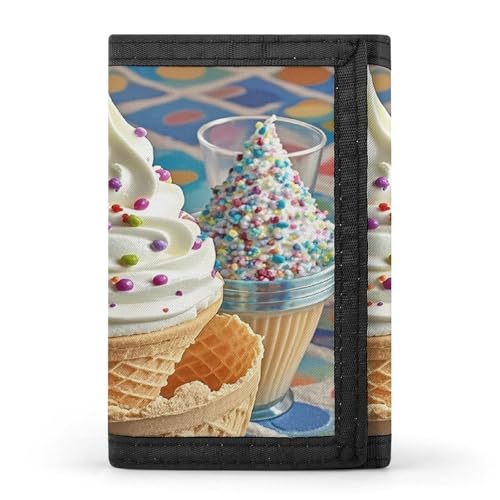 QMKFWT Sweet Ice Cream Casual Wallet Credit Card Holder Premium Document Organizer Case for Men And Women von QMKFWT