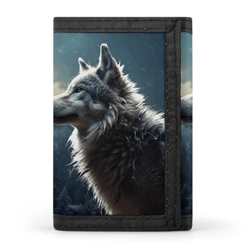 QMKFWT Wolf at Night Casual Wallet Kreditkartenetui Premium Dokument Organizer Etui für Männer und Frauen von QMKFWT