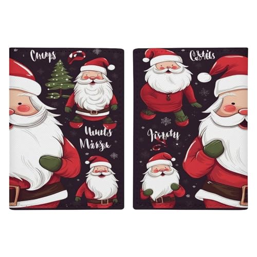 Reisepasshülle für Weihnachten, Weihnachtsmann, ultradünn, PU-Leder, Reisedokumenten-Organizer, kompakt, Premium-internationaler US-Pass, Schutzhülle für Damen und Herren von QMKFWT
