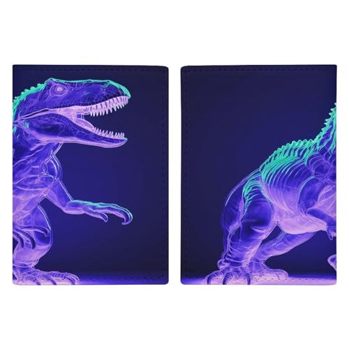 Reisepasshülle im Dinosaurier-Stil, ultradünn, PU-Leder, Reisedokumenten-Organizer, kompakt, Premium, internationaler US-Reisepassschutz für Damen und Herren, Grün von QMKFWT