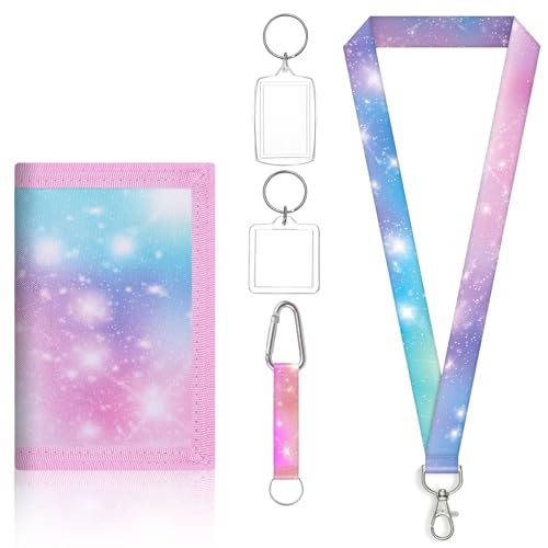 QMLING Geldbeutel Kinder Mädchen, Brustbeutel Kinder mit Schlüsselanhänger Foto, Portemonnaie mit Schlüsselband, Rosa Geldbörse Mädchen mit Mehreren Fächern von QMLING