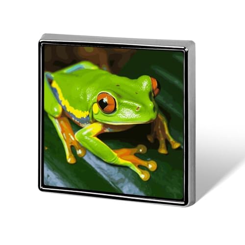 Anstecknadel mit gelbem Auge und grünem Frosch-Anzug, modische Anstecknadeln für Männer und Frauen, für Rucksäcke, lustige Hut-Brosche, personalisierbare Tasche, Revers, Abzeichen, Metall, Neuheit von QMNBTES